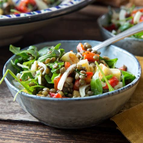 Linsensalat Mit Fenchel Rucola Paprika Halloumi Madame Cuisine