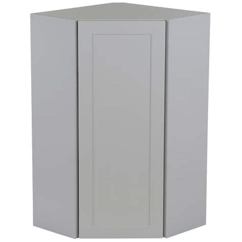 Hampton Bay Cambridge Gray Shaker Assembled Corner Cabinet 24 In W X 24 In D X 42 In H