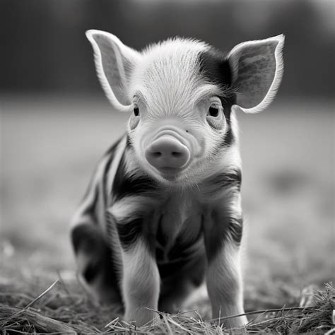 Bonita imagen en blanco y negro de un lechón generativo de IA Foto