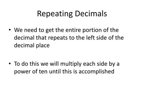 Ppt Converting Repeating Decimals To Fractions Powerpoint