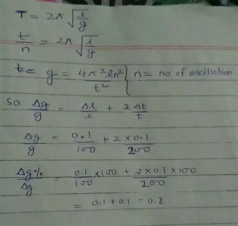 The time period of oscillation of simple pendulum is given by 2 - where ...