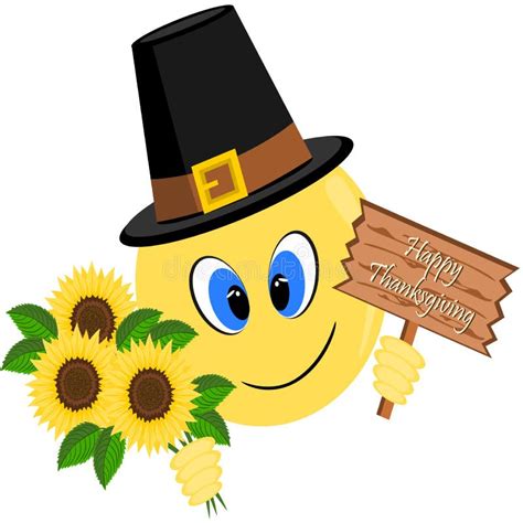 Emoji Happily Holding Bouquet Of Sunflowers Happy Thanksgiving Sign