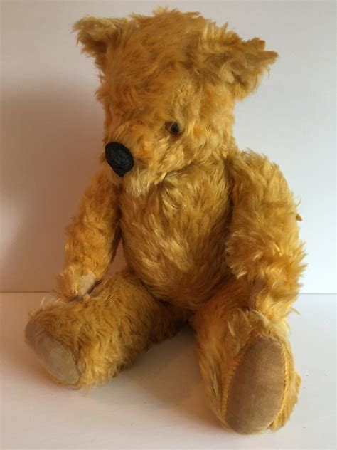 Vintage English Teddy Bear Fully Jointed With Golden Mohair Etsy