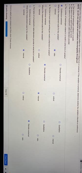 Solved Question Help For Each Of The Following Variables Chegg