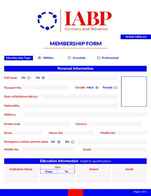 Fillable Online PDF Membership Application Form IABPAD Fax Email