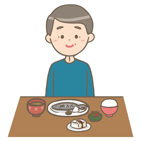 栄養バランスの取れた食事をする男性のイラスト🎨【フリー素材】｜看護roo カンゴルー