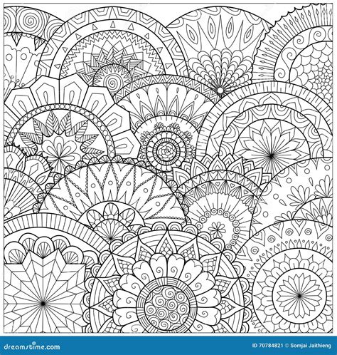 Flores Y L Nea Arte De Las Mandalas Para El Libro De Colorear Para El