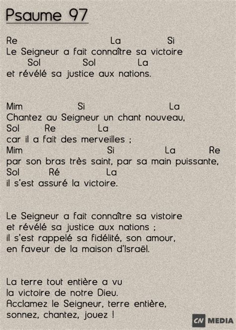 Psaume Le Seigneur A Fait Conna Tre Sa Victoire Et R V L Sa