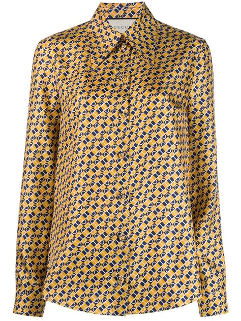 Gucci Printed Blouse In Yellow Modesens Printed Blouse Blouse