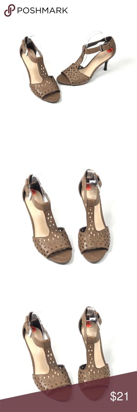 Franco Sarto T Strap Heels Peep Toe Brown 95