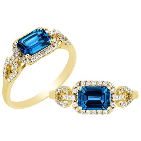 Goshwara Emerald Cut London Blue Topaz And Diamond Ring For Sale At 1stdibs