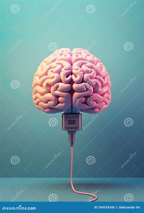 Human Brain Plugged Via Cable Artificial Intelligence And Technology