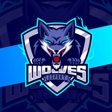 Diseño de logotipo de lobo mascota esport Vector Premium