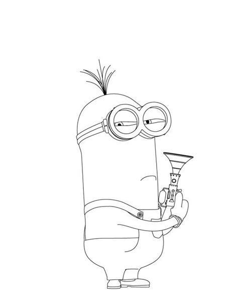 Kevin The Minion With Laser Gun In Despicable Me Coloring Page Netart