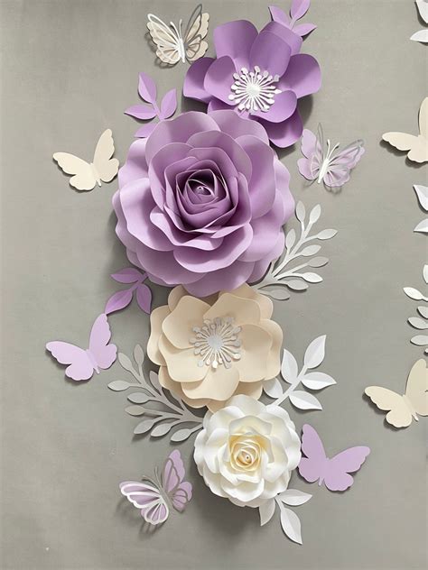 Purple Paper Flowers Purple Nursery Flowers Nursery Paper - Etsy