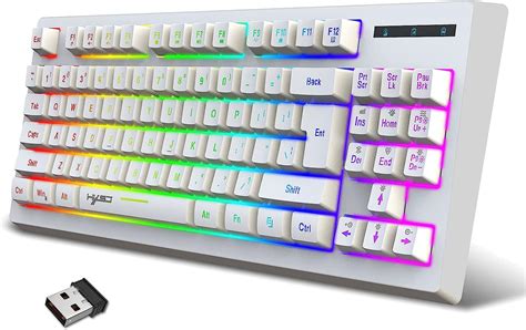 Teclado De Membrana Sem Fio L100 2 4G 87 Teclas Layout RGB Efeito De