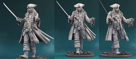 Captain Jack Sparrow Stl File For 3d Print Etsy