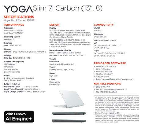 Lenovo Yoga Slim 6i E Yoga Slim 7i Carbon Annunciati Laptop Portatili