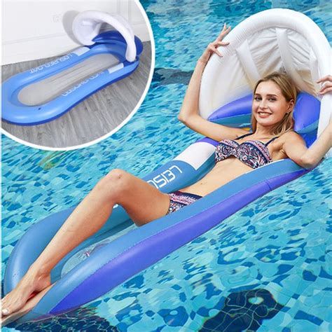 Pool Float with Canopy, Inflatable Swimming Pool Float with Sun Shade ...