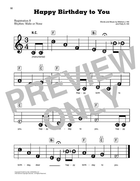 Happy Birthday Beginner Bass Clef Sheet Music With Chords And Lyrics