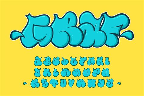 Font Alphabet Blue Street Graffiti text vector Letters 17395468 Vector ...