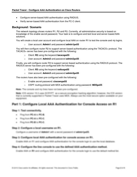 SOLUTION 3 6 1 2 Packet Tracer Configure Aaa Authentication On Cisco