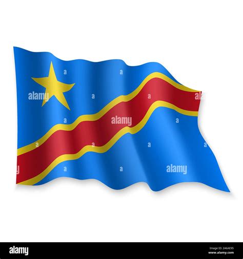 D Realistic Waving Flag Of Dr Congo On White Background Stock Vector