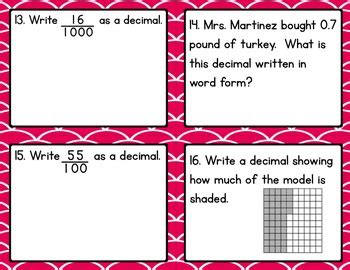 Math 5th Grade Place Value Task Cards CCSS By Miss Johnson TpT