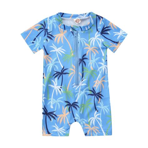 WOYY Baby Boy One Piece Swimsuit Short Sleeve Rash Guard Quick Dry