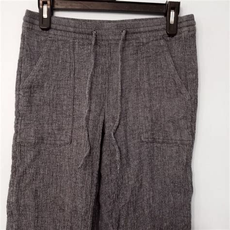 Pure Jill Linen Blend Crinkle Drawstring Crop Pants S Gem