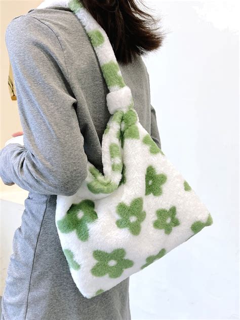 Big Deals Bird In Bag Floral Pattern Fuzzy Square Bag Women