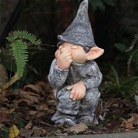 Pooping Garden Gnome Statuenaughty Funny Outdoor Statue Resin Etsy