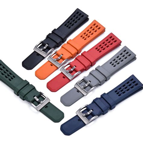 Ready StockPremium Fluorine Rubber Strap 20mm 22mm Porous Breathable