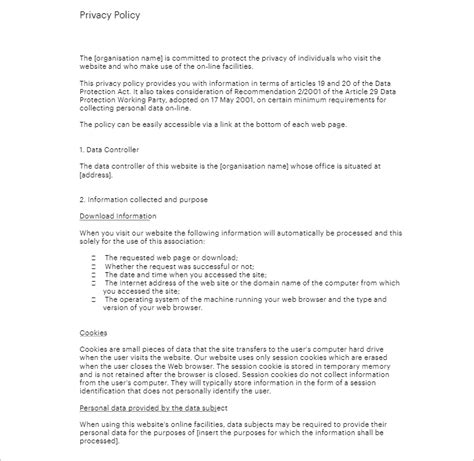 13 Privacy Policy Templates Free Pdf Samples Examples