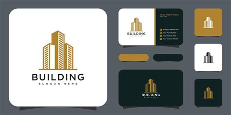 Building Logo With Line Art Style City Building Abstract For Logo