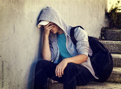 Sad Teenager Outdoor Stock Photo Adobe Stock