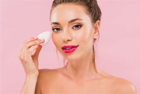 Naked Beautiful Woman With Pink Lips Stock Image Image Of Color Girl