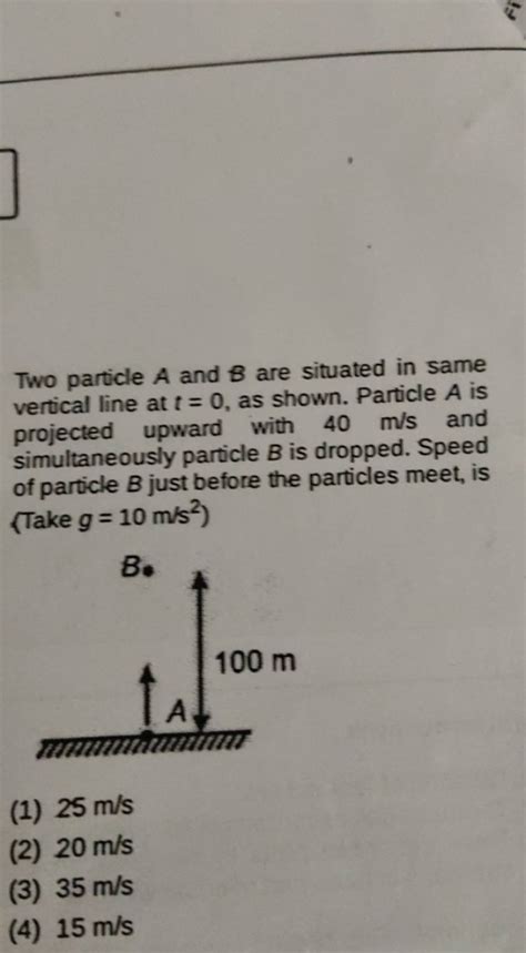 Two Particle A And B Are Situated In Same Vertical Line At T As Shown