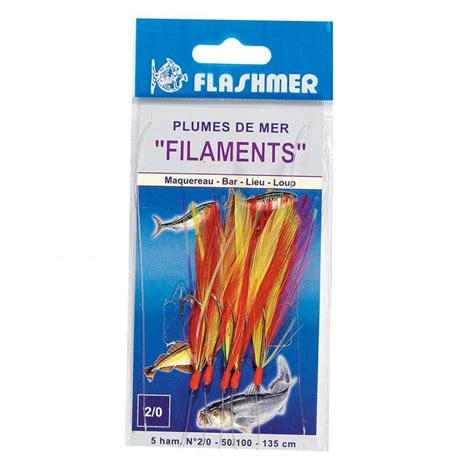 Bas De Ligne Mer Flashmer Plume Filament 5 Hamecons 2 0 Bas De Lignes Lignes Montées Pêche