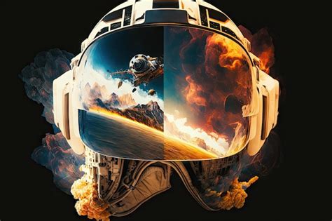 Premium AI Image | Spacecraft launch virtual reality space helmet ...