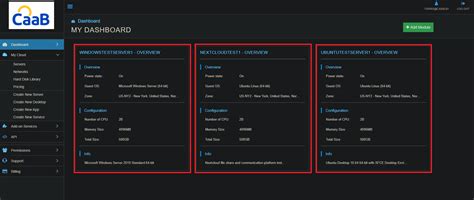 create module  dashboard server overview caab