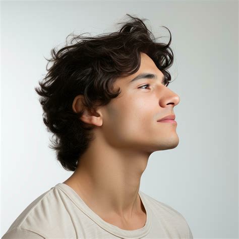 Side View Of A Handsome Young Man Face On White Background Generative