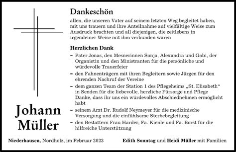 Traueranzeigen Von Johann M Ller Augsburger Allgemeine Zeitung