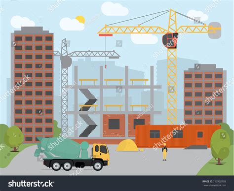 Concept Of Process Construction Building A House Royalty Free Stock Vector 713928793