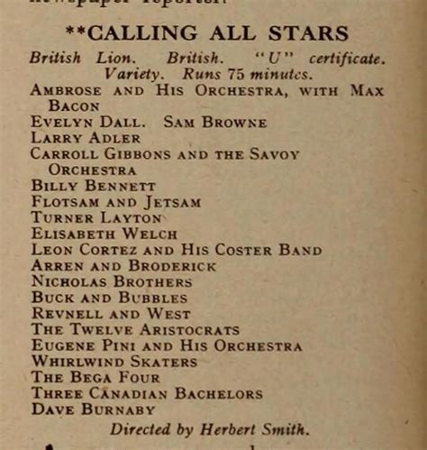 Calling All Stars 1937