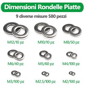 Pezzi Rondelle Piatte Kit Di Rondelle In Acciaio Inox Adatto