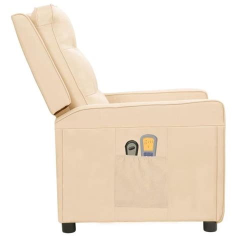 ZERODIS Fauteuil de massage inclinable électrique Crème Tissu A3098631