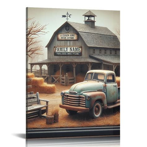 PIKWEEK Farmhouse Truck Wall Art Old Truck Wall Art Personalized