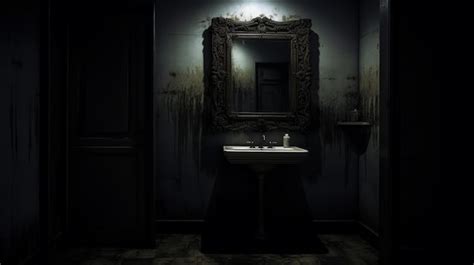 Premium Photo | Creepy Bathroom Mirror In A Dark And Grimy Setting