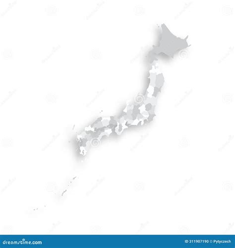 Japan Political Map Of Administrative Divisions Vector Illustration